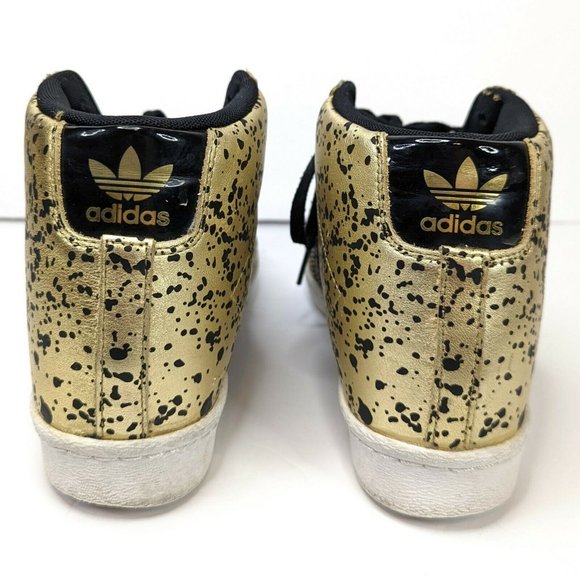 Adidas Superstar UP Wedge Heel Metallic Gold Black Splatter Sneakers Shoes Sz 8 - Picture 6 of 11